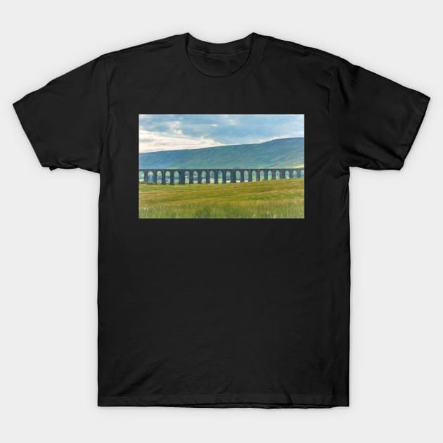 The Ribblehead Viaduct as a Digital Sketch T-Shirt by IanWL